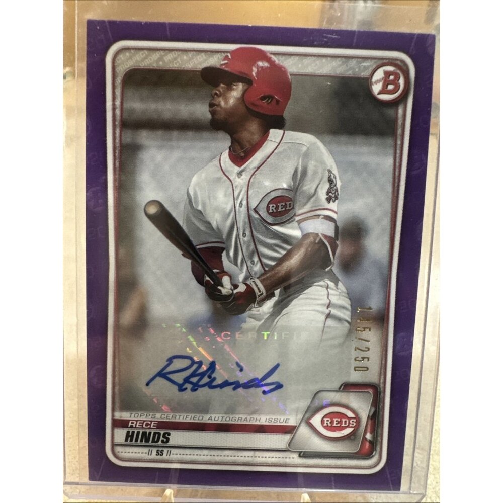 2020 Bowman  Prospects Autographs Rece Hinds #PA-RH Purple 145/250 (AU, RC) Auto